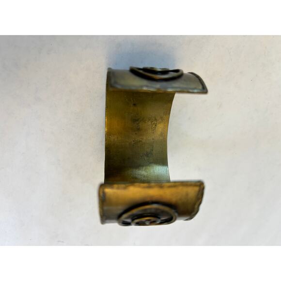 Vintage Red Brown/Gold Cuff Bracelet Costume Jewelry - Picture 2 of 5